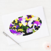 Sticker Ovale pansy flowers (Enveloppe)