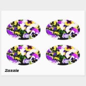 Sticker Ovale pansy flowers (Feuille)
