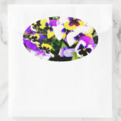 Sticker Ovale pansy flowers (Sac)