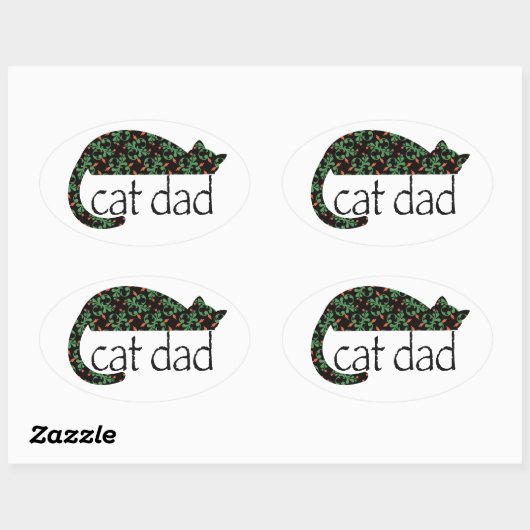 Sticker Ovale Papa de chat (Feuille)
