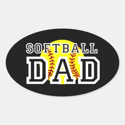 Sticker Ovale Papa du softball (Devant)