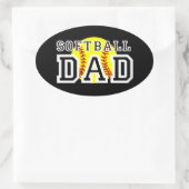 Sticker Ovale Papa du softball (Sac)