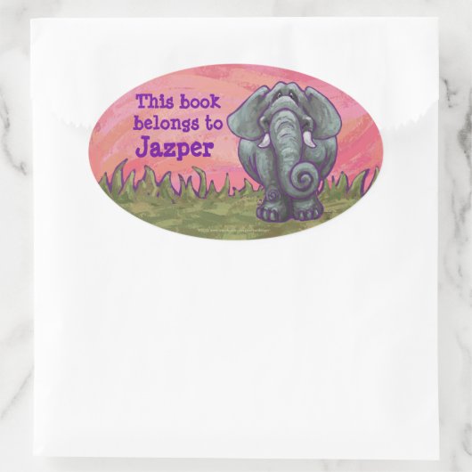 Sticker Ovale Papeterie éléphante (Sac)