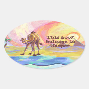 Sticker Ovale Papeterie en chameau