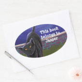 Sticker Ovale Papeterie pour chat noir (Enveloppe)