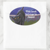 Sticker Ovale Papeterie pour chat noir (Sac)