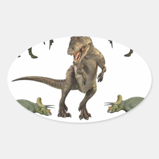 Sticker Ovale Papier Dinosaure (Devant)