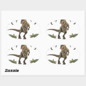 Sticker Ovale Papier Dinosaure (Feuille)