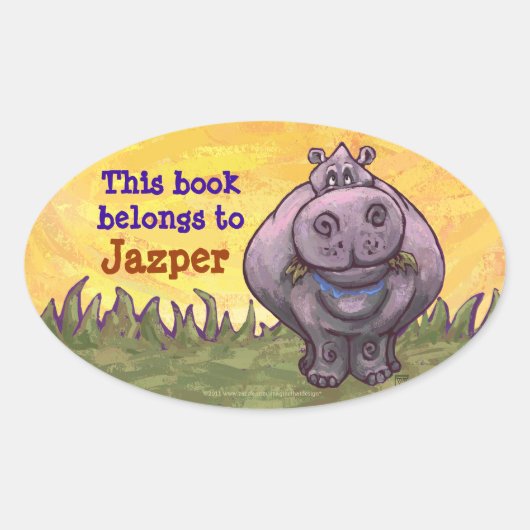 Sticker Ovale Papier Hippopotamus (Devant)