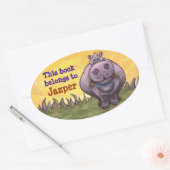 Sticker Ovale Papier Hippopotamus (Enveloppe)