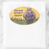 Sticker Ovale Papier Hippopotamus (Sac)