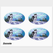 Sticker Ovale Papier Husky (Feuille)