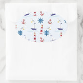 Sticker Ovale papier peint fond nautique (Sac)
