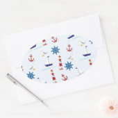Sticker Ovale papier peint nautique fond papier (Enveloppe)