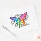 Sticker Ovale Papillon arc-en-ciel (Enveloppe)