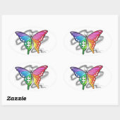Sticker Ovale Papillon arc-en-ciel (Feuille)