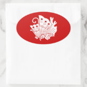 Sticker Ovale Papillon asiatique Japonais Conception Kamon (Sac)