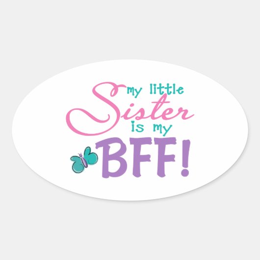 Sticker Ovale Papillon BFF petite soeur (Devant)