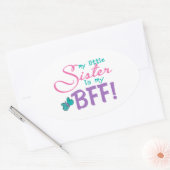 Sticker Ovale Papillon BFF petite soeur (Enveloppe)