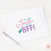 Sticker Ovale Papillon Big Sister BFF (Enveloppe)