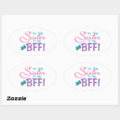 Sticker Ovale Papillon Big Sister BFF (Feuille)