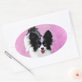 Sticker Ovale Papillon (blanc et noir) Peinture - Chien Art (Enveloppe)