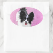 Sticker Ovale Papillon (blanc et noir) Peinture - Chien Art (Sac)