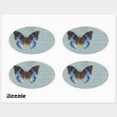 Sticker Ovale Papillon bleu (Feuille)