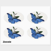 Sticker Ovale Papillon bleu (Feuille)