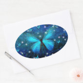 Sticker Ovale Papillon bleu (Enveloppe)