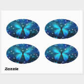 Sticker Ovale Papillon bleu (Feuille)
