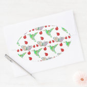 Sticker Ovale Papillon, colibri et Motif de coccinelle (Enveloppe)