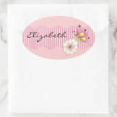 Sticker Ovale Papillon et fleurs de cerisiers (Sac)