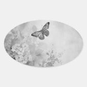 Sticker Ovale Papillon noir et blanc (Devant)