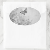Sticker Ovale Papillon noir et blanc (Sac)