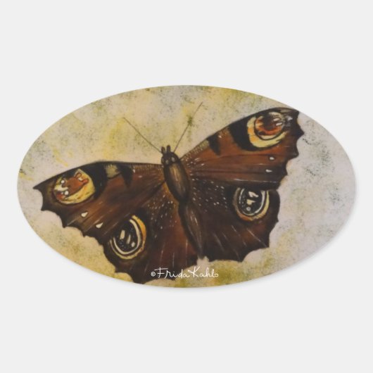 Sticker Ovale Papillon peint Frida Kahlo (Devant)