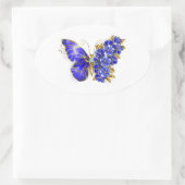 Sticker Ovale Papillon Saphir Fleur (Sac)
