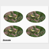 Sticker Ovale Papillons à queue de tigre sur Joe Pye Weed (Feuille)