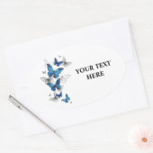 Sticker Ovale Papillons volants bleus Morpho (Enveloppe)