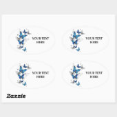 Sticker Ovale Papillons volants bleus Morpho (Feuille)