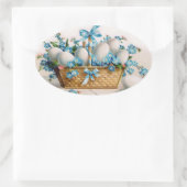 Sticker Ovale Pâques panier avec oubli-moi-non (Sac)