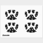 Sticker Ovale Paquets blancs sur l'Empreinte de patte noir (Feuille)