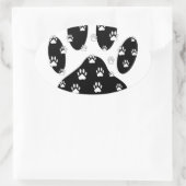 Sticker Ovale Paquets blancs sur l'Empreinte de patte noir (Sac)