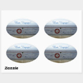 Sticker Ovale Par le Railing Bon Voyage (Feuille)