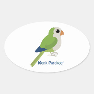 Sticker Ovale Parakeet moine mignonne
