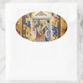 STICKER OVALE PARCHEMENT FLORAL DE NOËL DE NATIVITÉ (Sac)