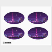 Sticker Ovale Paris at night (Feuille)