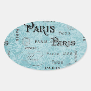 Sticker Ovale Paris   Damas bleues