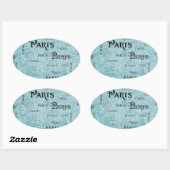 Sticker Ovale Paris | Damas bleues (Feuille)