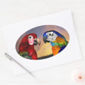 Sticker Ovale PARROS HYPER / ROUGE ET BLEU ARA ovale (Enveloppe)